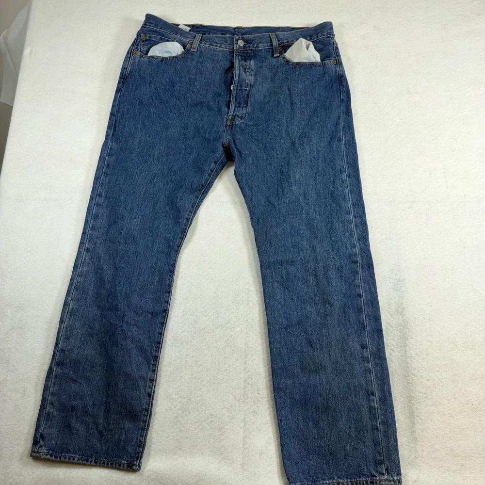 Levis 501 Original Fit Mens Jeans 38x30 Medium Wash Blue Straight Leg Button Fly